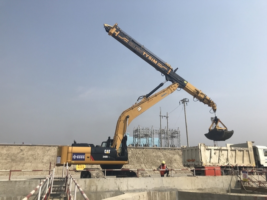 재단 작업을 위한 굴삭기 크램셀 버킷 KM220 텔레스코픽 암 부착